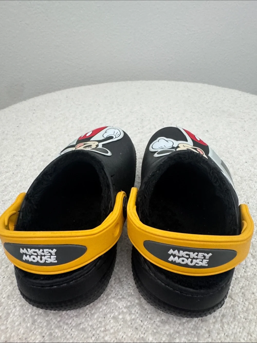 Disney Mickey Mouse Black Clog Slippers with Yellow Strap
